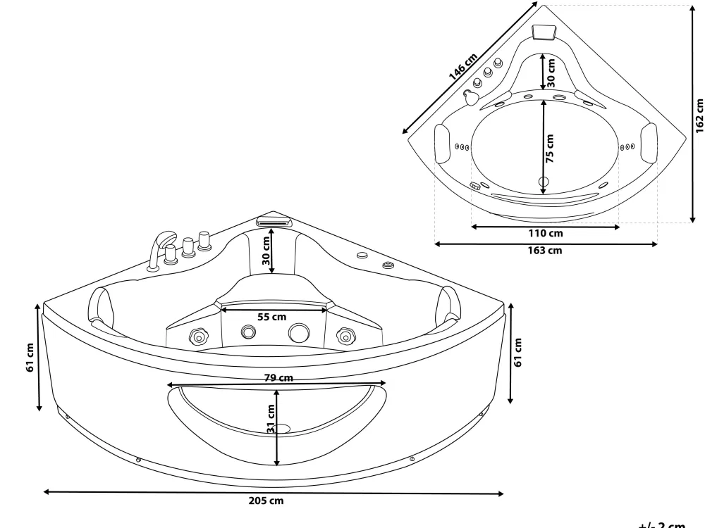 Beliani Cabina Doccia Angolare con Luci LED Integrate, Nero Opaco, Dimensioni 205x146 cm - Soluzione Moderna per Sauna e Bagno Turco