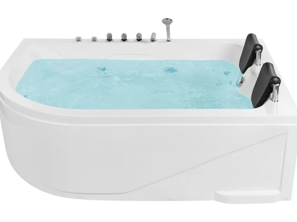 Sauna Angolare con Luci LED Integrate Lato Sinistro, Colore Bianco Puro, 180x120 cm - Cabina Wellness Moderna Beliani