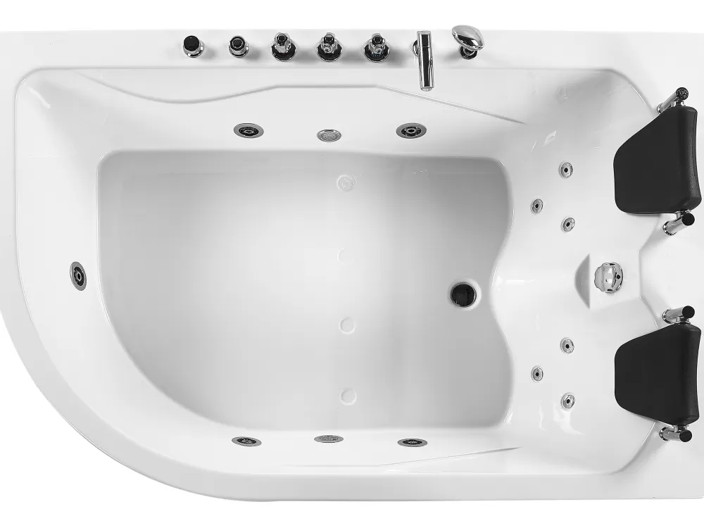 Sauna Angolare con Luci LED Integrate Lato Sinistro, Colore Bianco Puro, 180x120 cm - Cabina Wellness Moderna Beliani