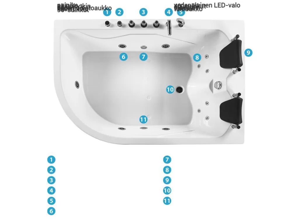 Sauna Angolare con Luci LED Integrate Lato Sinistro, Colore Bianco Puro, 180x120 cm - Cabina Wellness Moderna Beliani