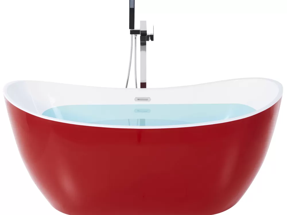 Vasca da Bagno Indipendente Beliani Antigua - Design Moderno in Tonalità Rosso Intenso, Dimensioni 150x75 cm, Ideale per Relax e Stile Contemporaneo