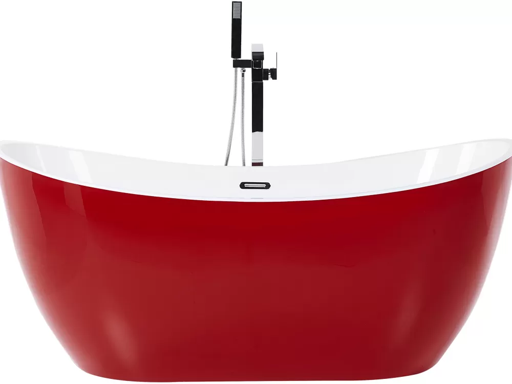 Vasca da Bagno Indipendente Beliani Antigua - Design Moderno in Tonalità Rosso Intenso, Dimensioni 150x75 cm, Ideale per Relax e Stile Contemporaneo