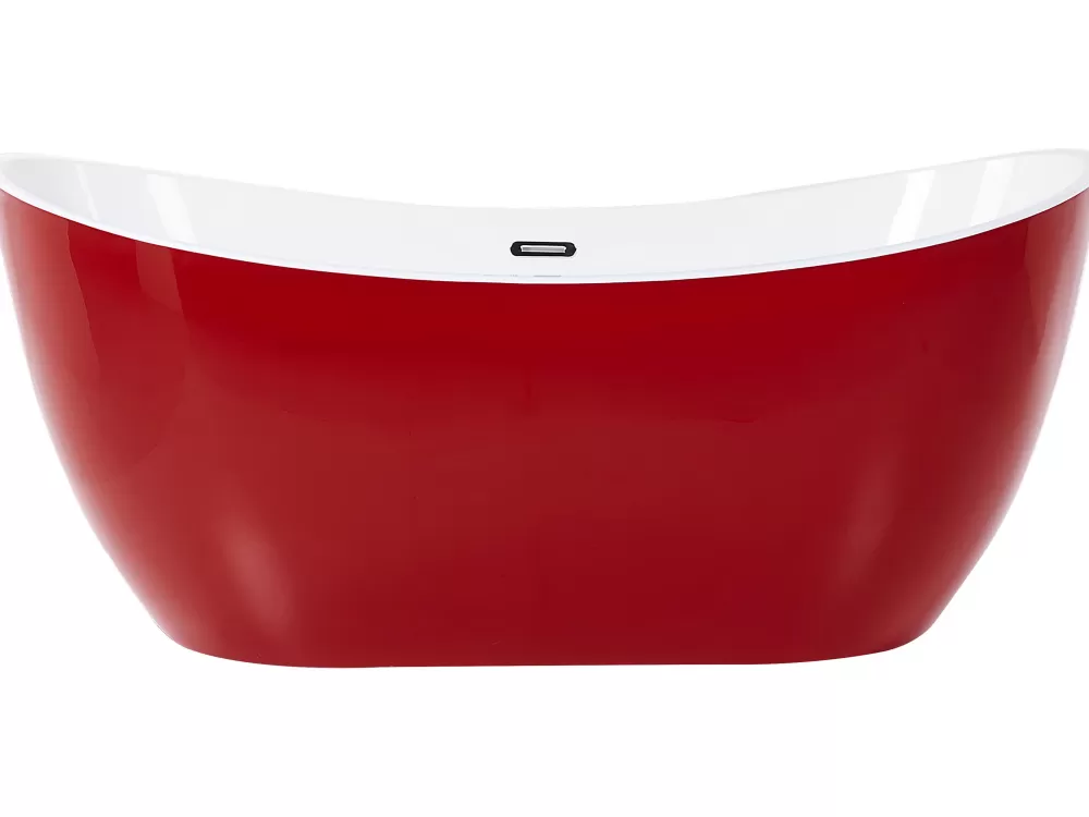 Vasca da Bagno Indipendente Beliani Antigua - Design Moderno in Tonalità Rosso Intenso, Dimensioni 150x75 cm, Ideale per Relax e Stile Contemporaneo