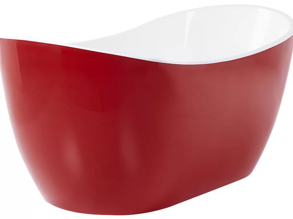 Vasca da Bagno Indipendente Beliani Antigua - Design Moderno in Tonalità Rosso Intenso, Dimensioni 150x75 cm, Ideale per Relax e Stile Contemporaneo