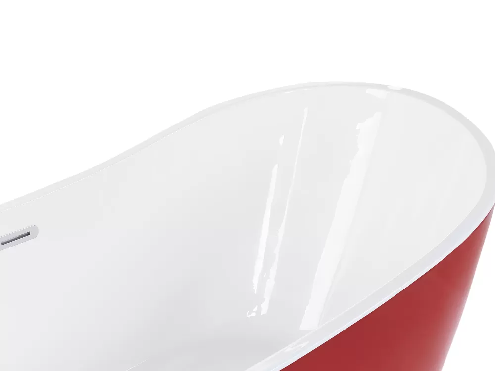 Vasca da Bagno Indipendente Beliani Antigua - Design Moderno in Tonalità Rosso Intenso, Dimensioni 150x75 cm, Ideale per Relax e Stile Contemporaneo
