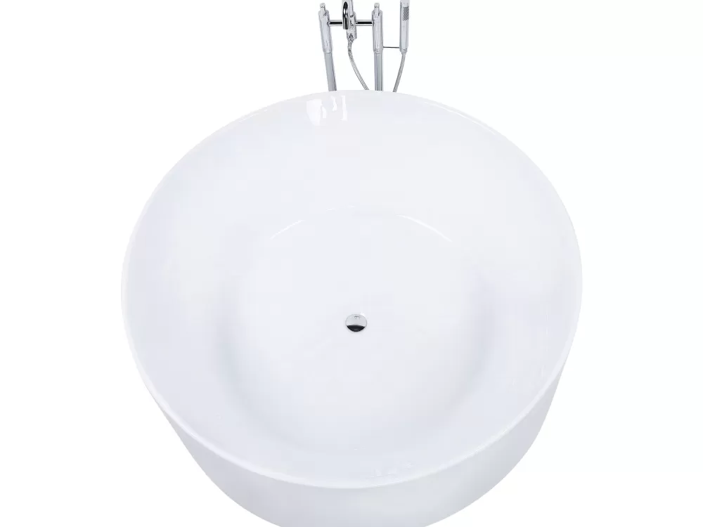 Beliani Vasca da Bagno Ibiza: Design Moderno a Libera Installazione, Bianco Lucido, Larghezza 140 cm - Soluzione Elegante per il Tuo Bagno