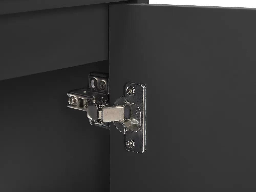Armadio Bagno Moderno Beliani 3 Pezzi Legno Chiaro/Antracite | Set Completo con Specchio 100cm Modello Teruel - Composizione Elegante per Spazi Compatti