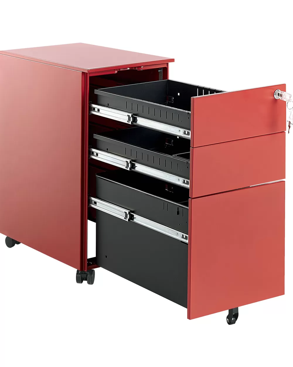 Set di 3 Scatole in Metallo Bolsena Rosso di Beliani - Design Moderno e Funzionale