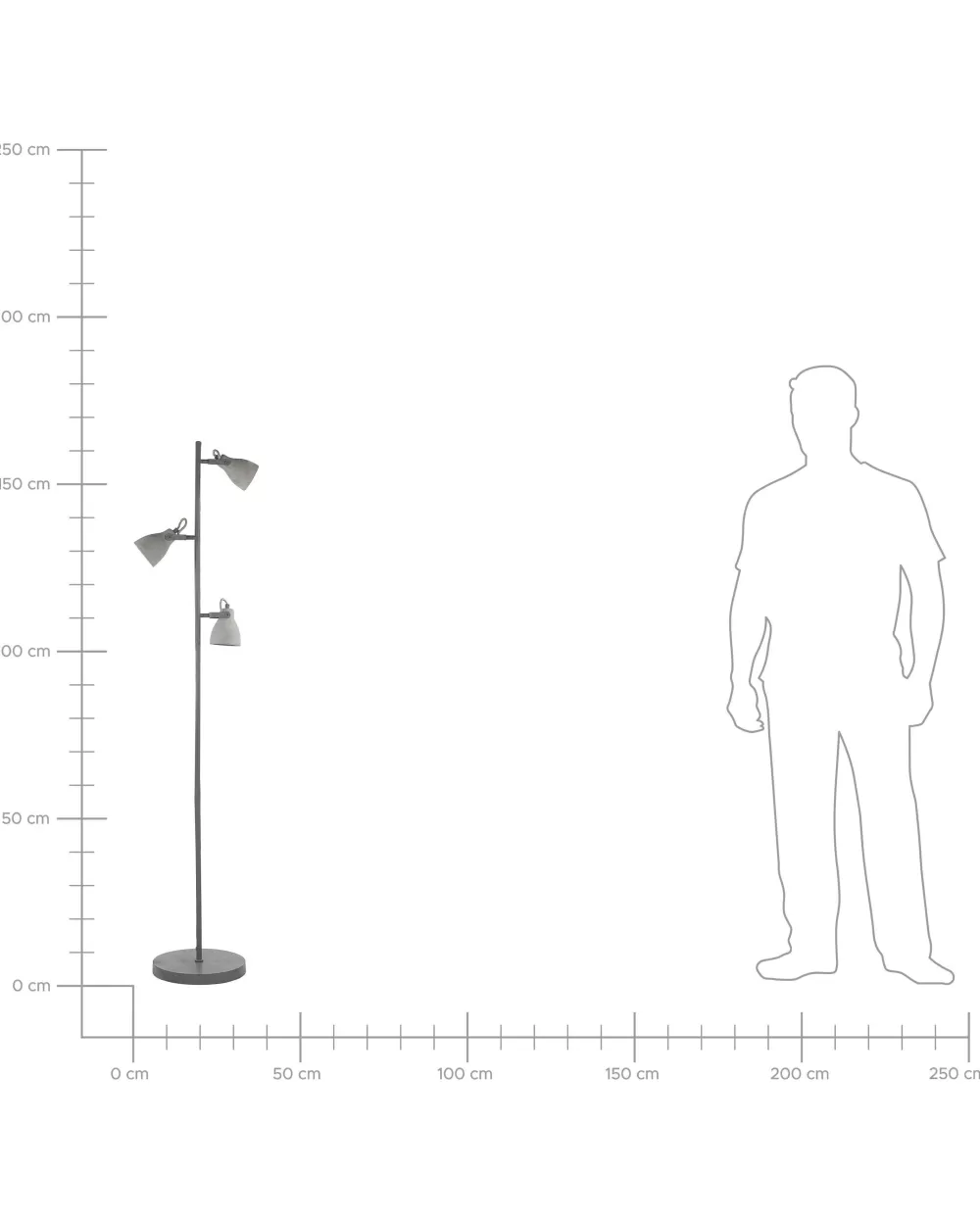 Lampada da Terra Moderna Beliani Design a 3 Luci in Cemento Grigio Chiaro - Illuminazione Elegante per Interni Mistago