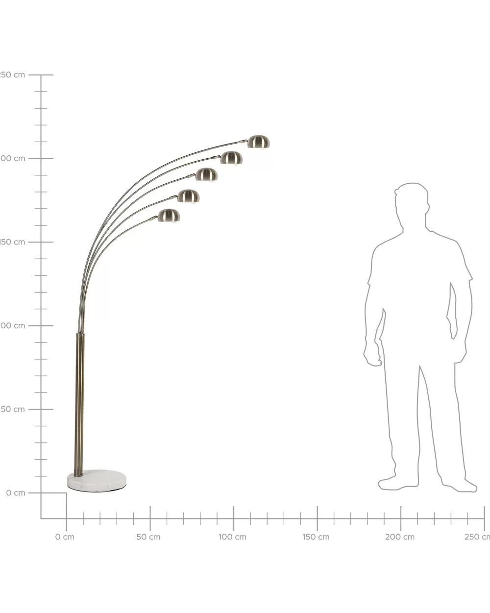 Lampada da Terra Elegante Flinders con 5 Punti Luce Regolabili - Design Moderno in Metallo Dorato per Interni Raffinati