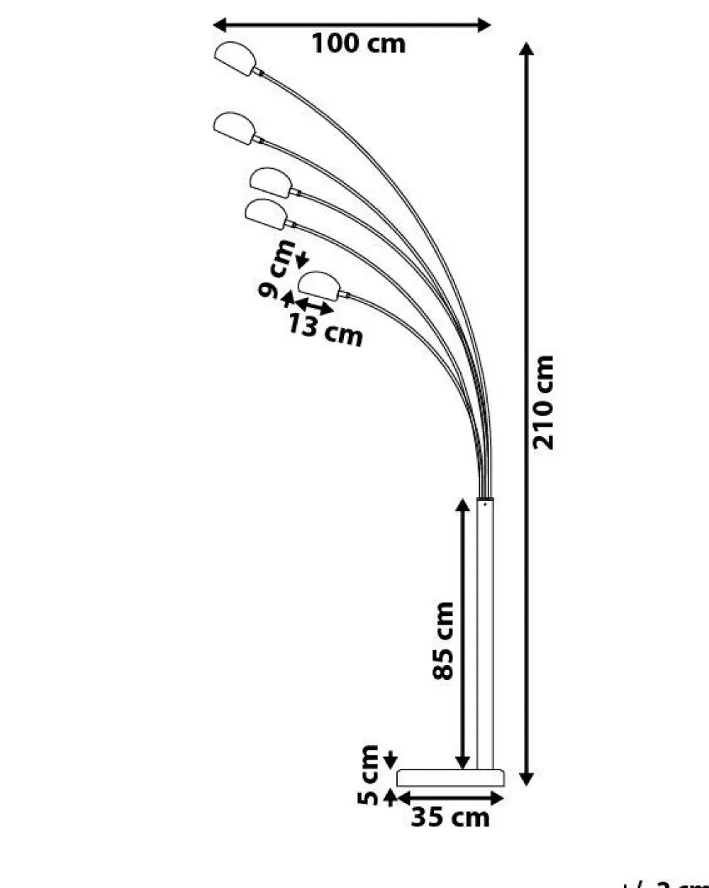 Lampada da Terra Elegante Flinders con 5 Punti Luce Regolabili - Design Moderno in Metallo Dorato per Interni Raffinati