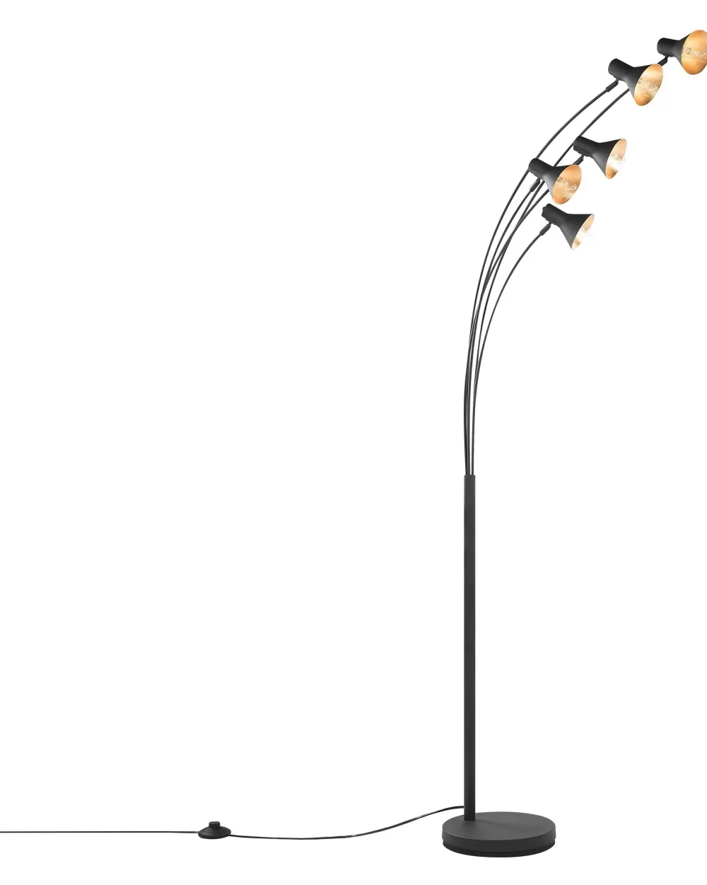 Beliani Lampada da Terra Moderna a 5 Luci con Struttura in Metallo Nero - Design Elegante per Interni