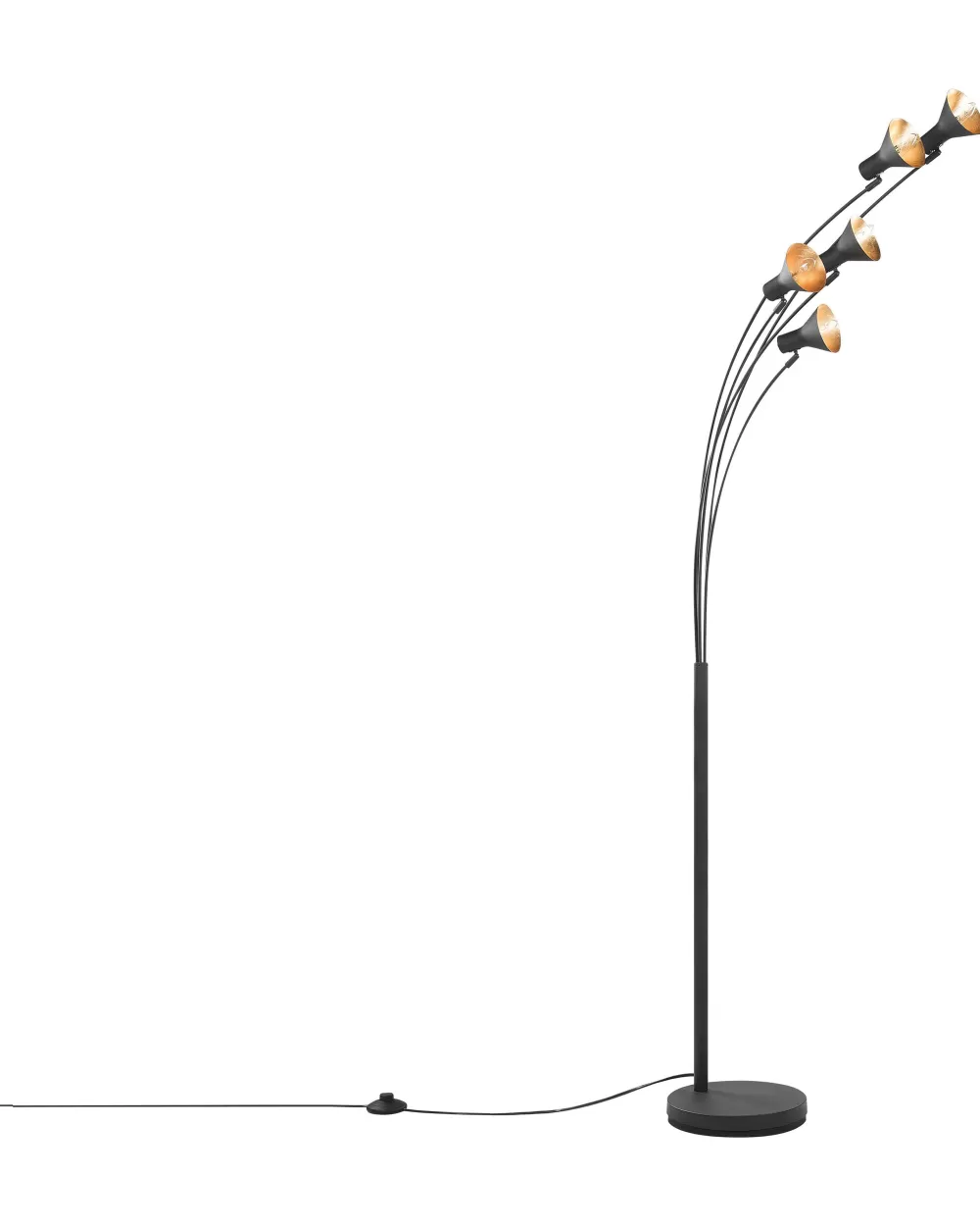 Beliani Lampada da Terra Moderna a 5 Luci con Struttura in Metallo Nero - Design Elegante per Interni