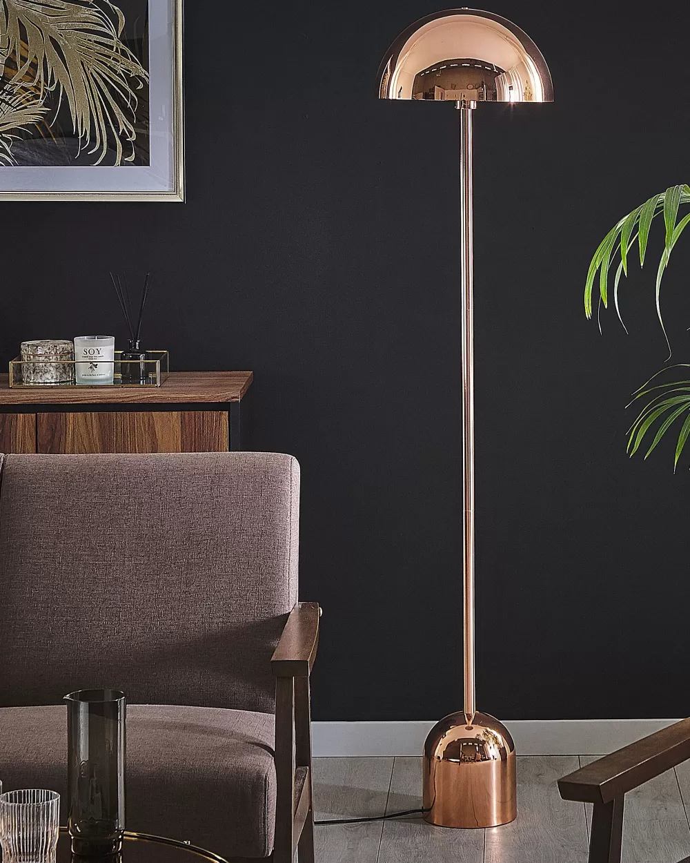 Lampada da Terra Beliani Macasia in Metallo con Finitura Ramata - Design Elegante per Interni Moderni