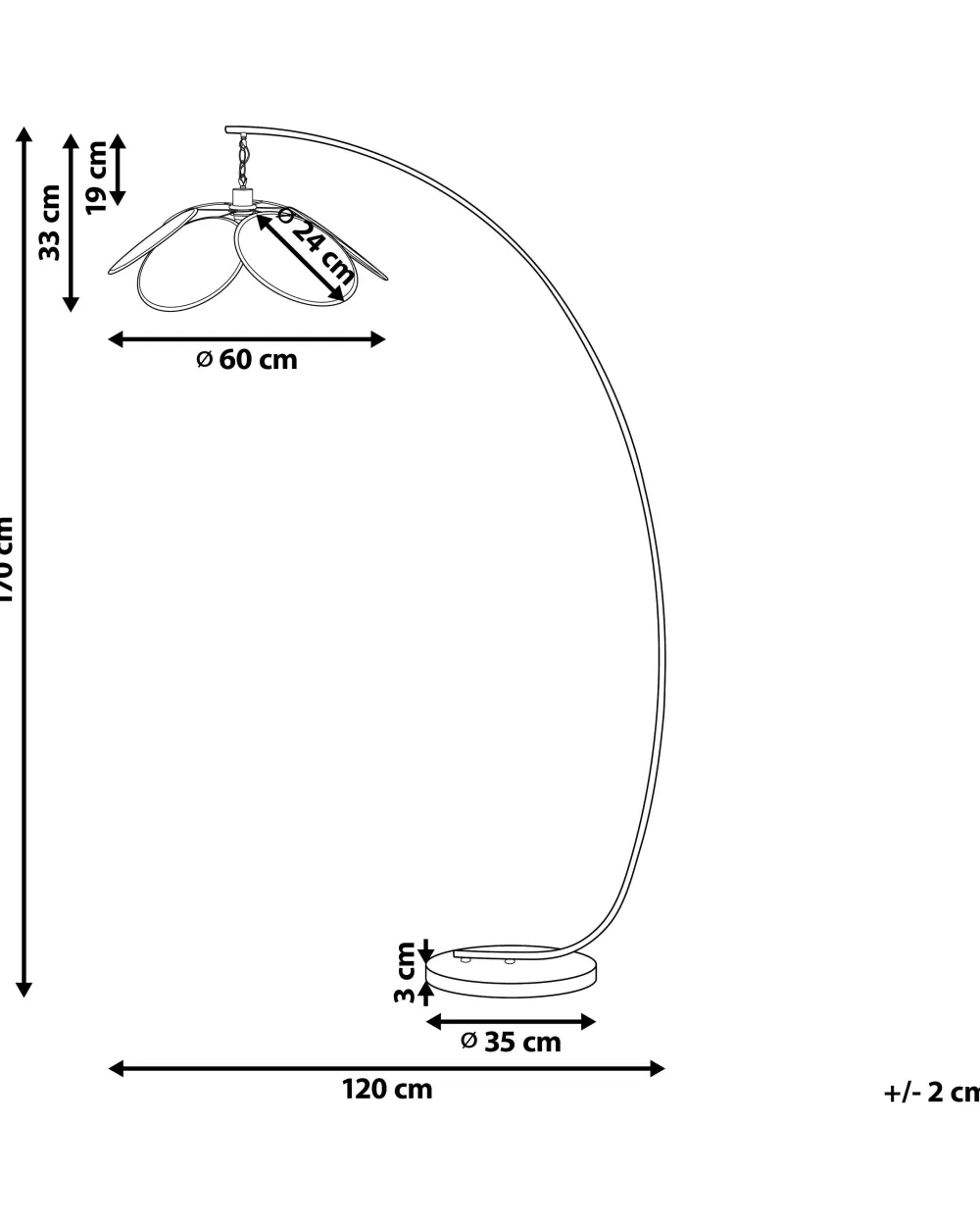 Lampada da Terra Beliani Merrica - Design Moderno in Ferro con Rifiniture Nere e Sfumature Naturali