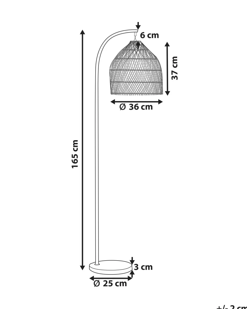 Lampada da Terra Moderna Beliani - Design Rottinki in Doppia Tonalità (Naturale e Nero) Collezione Bernica