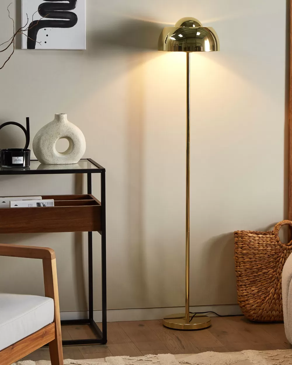 Beliani Lampada da Terra Moderna in Acciaio Dorato - Design Elegante Senette Collection