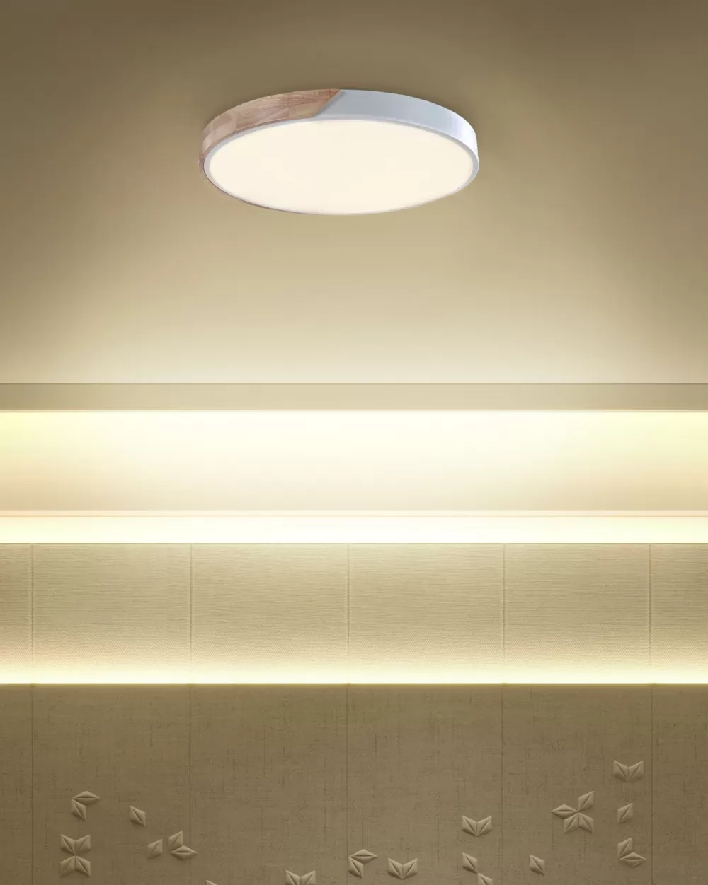 Lampada a LED Moderna Beliani per Soffitto - Struttura in Legno e Acciaio, Colori Bianco/Lucido - Design Elegante Pattani