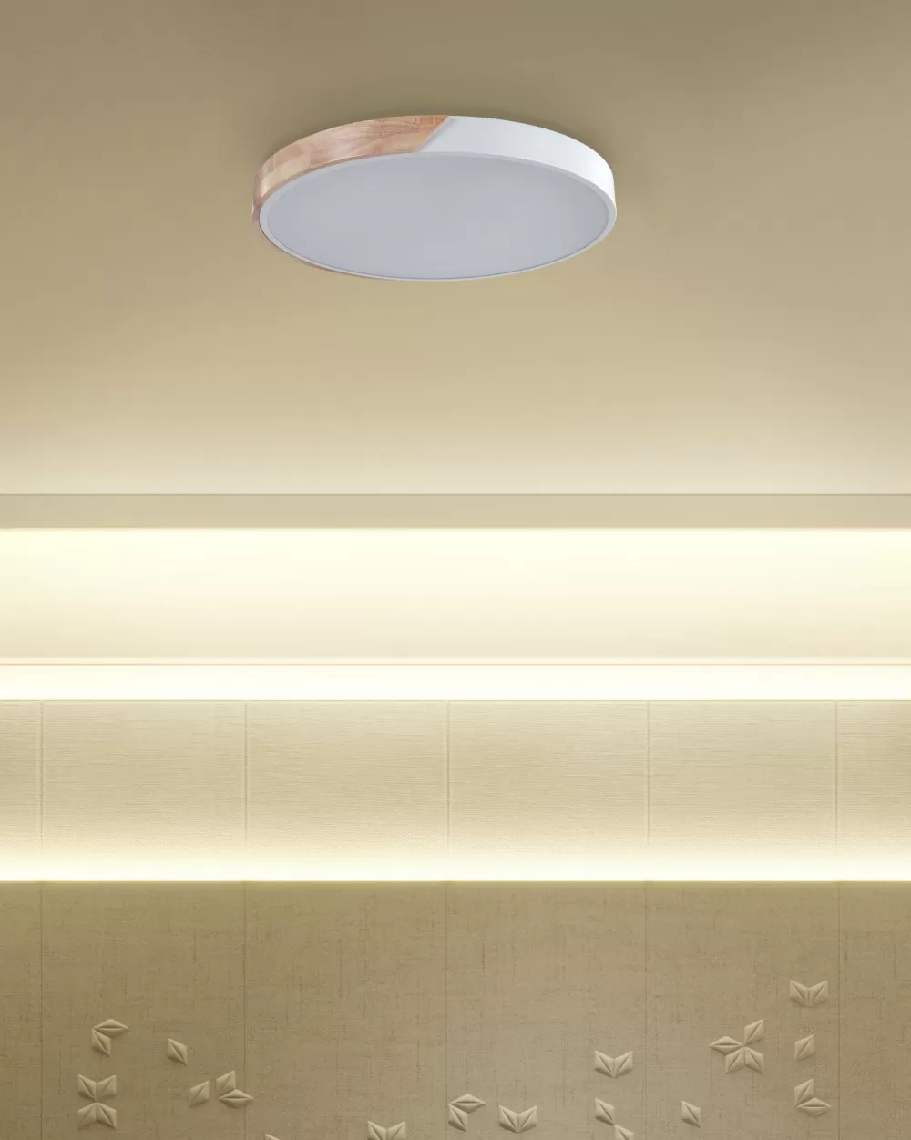 Lampada a LED Moderna Beliani per Soffitto - Struttura in Legno e Acciaio, Colori Bianco/Lucido - Design Elegante Pattani