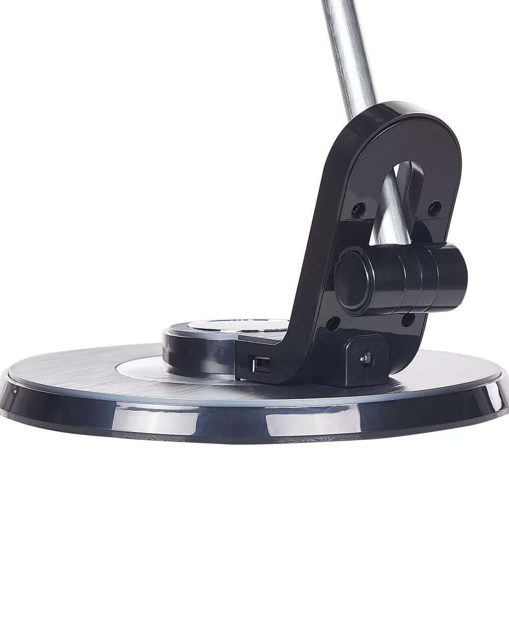 Lampada LED Moderna da Tavolo in Alluminio con Porta USB - Design Elegante in Argento e Nero Corvus