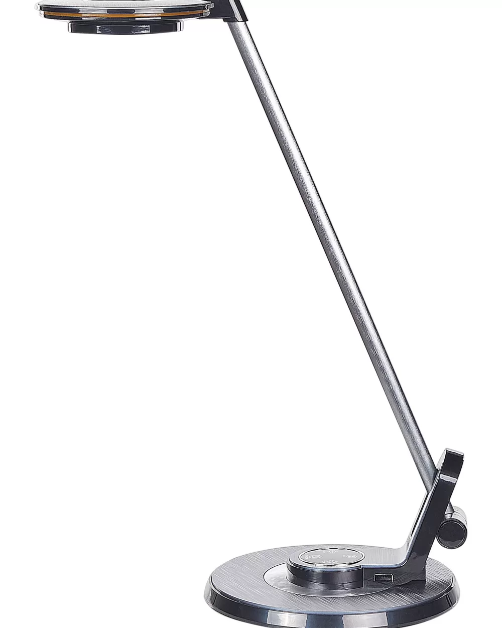 Lampada LED Moderna da Tavolo in Alluminio con Porta USB - Design Elegante in Argento e Nero Corvus