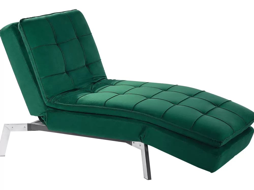 Poltrona Relax in Velluto Verde Smeraldo - Linea Loiret, Outlet Beliani