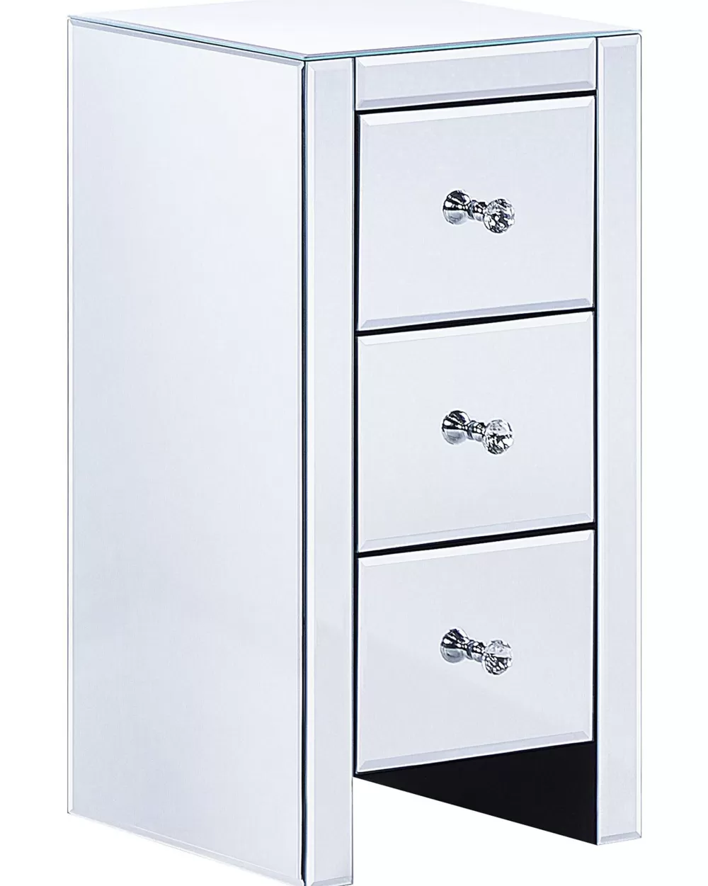 Comò con Specchio Beliani Lorris - 3 Cassetti, Design Moderno in Tonalità Argento Lucido, Perfetto per Arredamento Elegante