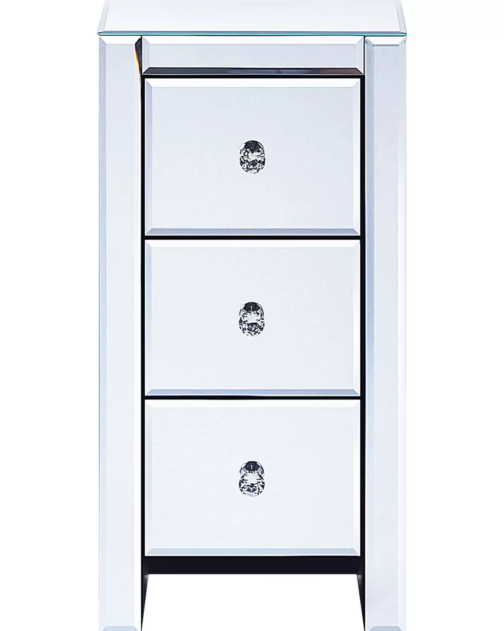 Comò con Specchio Beliani Lorris - 3 Cassetti, Design Moderno in Tonalità Argento Lucido, Perfetto per Arredamento Elegante