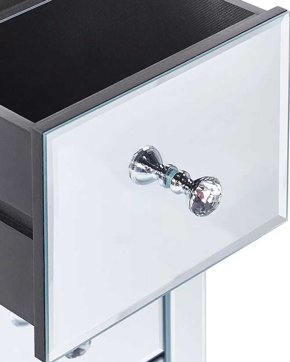 Comò con Specchio Beliani Lorris - 3 Cassetti, Design Moderno in Tonalità Argento Lucido, Perfetto per Arredamento Elegante