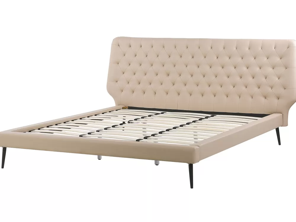 Letto Matrimoniale con Rivestimento in Ecopelle Beige, Set 4 Elementi Beliani Essonne - Dimensioni 180x200 cm