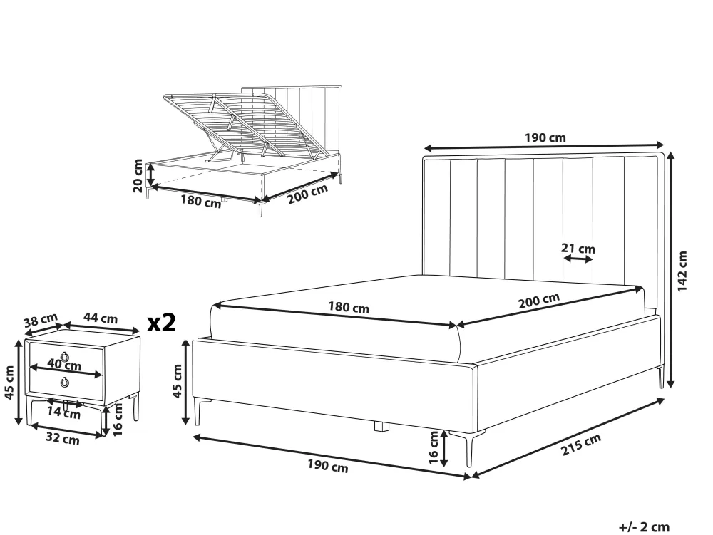 Completo Letto Beliani in Velluto Grigio Perla - Set 3 Pezzi Matrimoniale 180x200 cm con Testiera Imbottita, Collezione Sezanne per Camera da Letto Confortevole