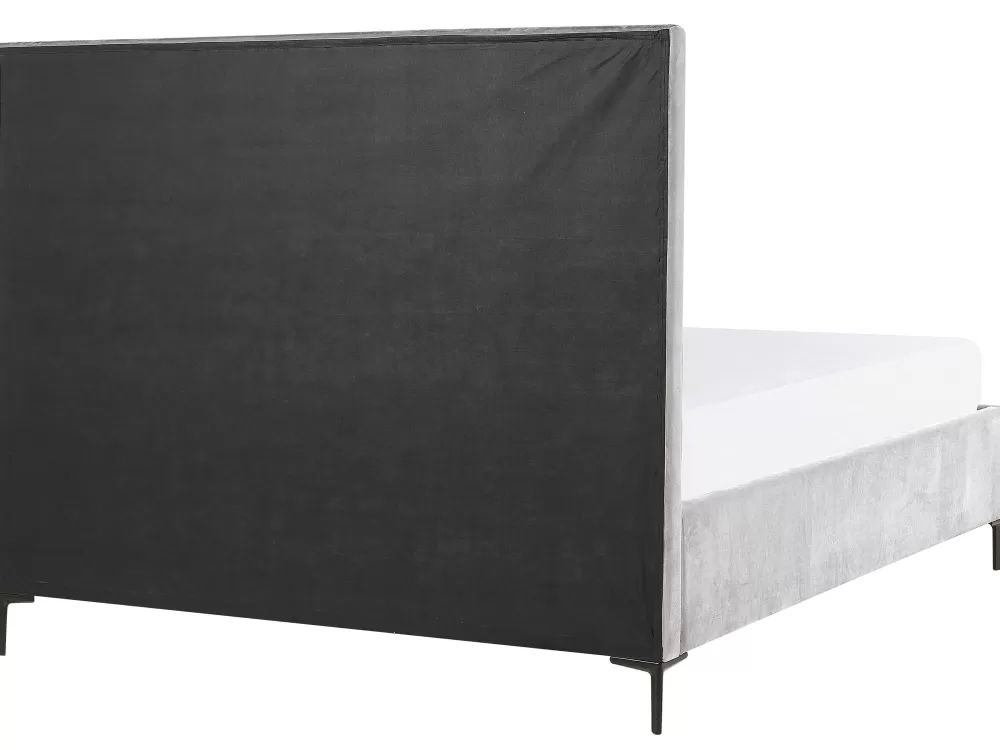 Completo Letto Beliani in Velluto Grigio Perla - Set 3 Pezzi Matrimoniale 180x200 cm con Testiera Imbottita, Collezione Sezanne per Camera da Letto Confortevole