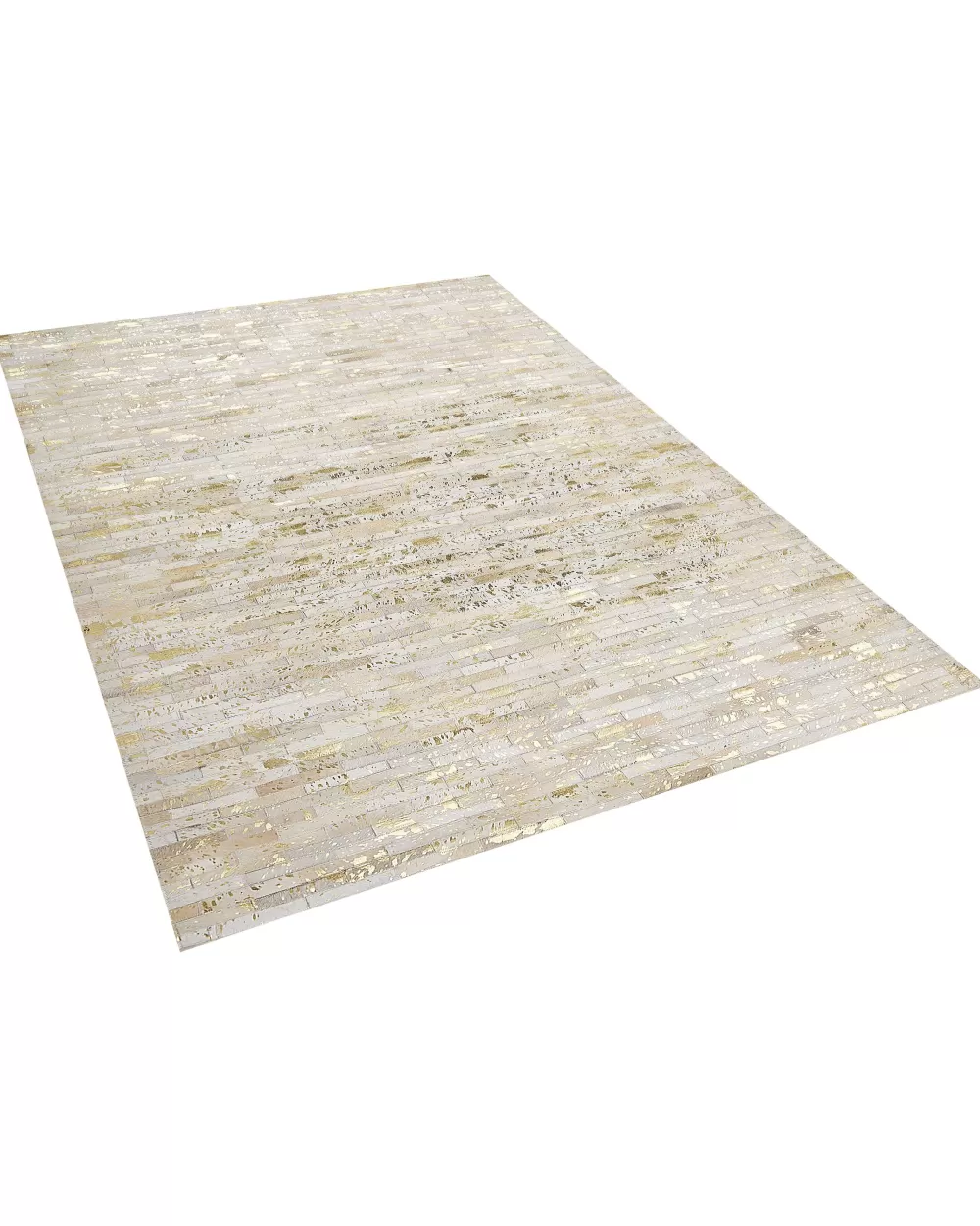 Tappeto Elegante Beliani Matto Lehmannahka in Beige e Oro, 160x230 cm - Design Moderno per Interni