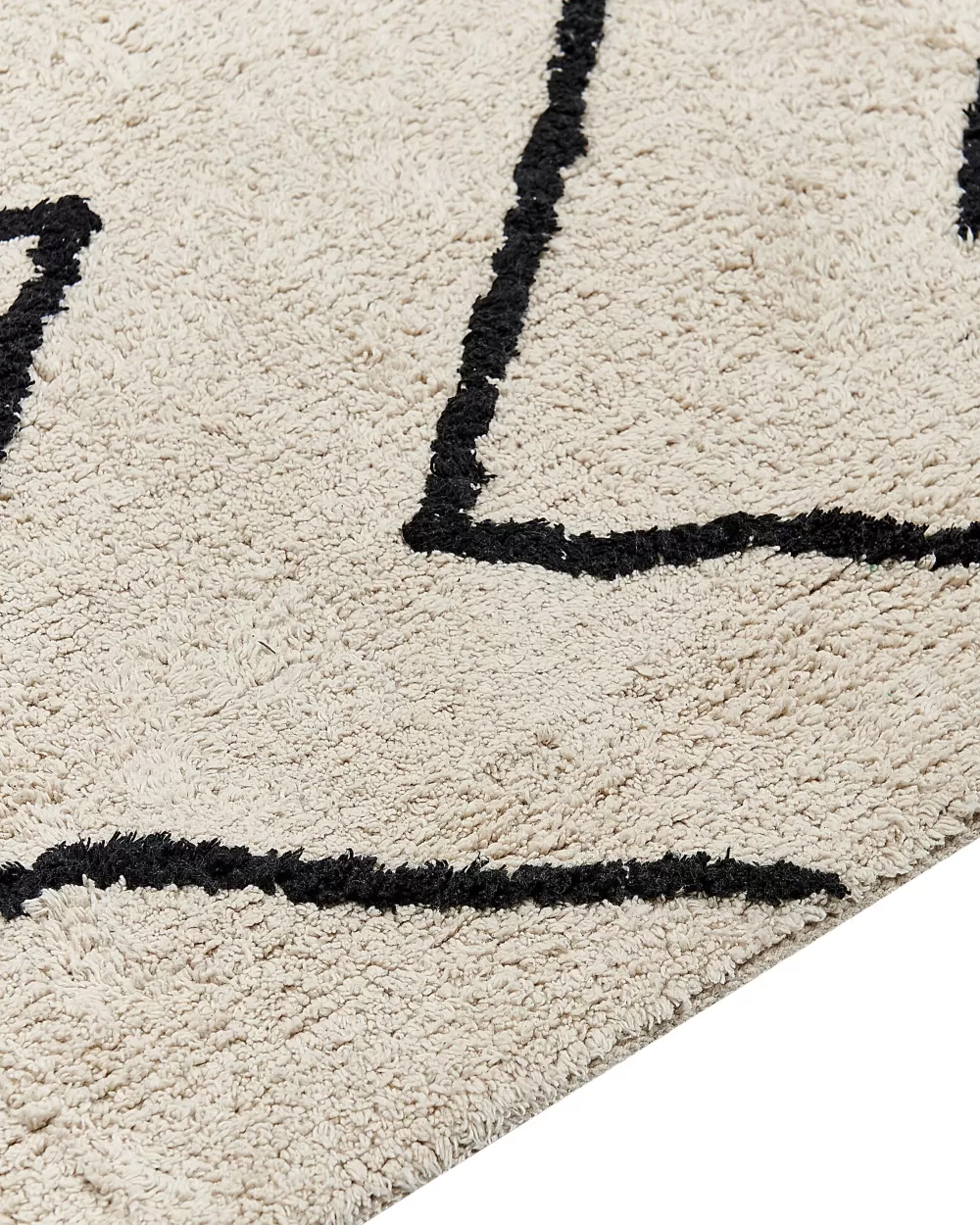 Beliani Tappeto Matto in Cotone Elegante - Design Moderno Beige/Nero, 160x230 cm, Collezione Eldes