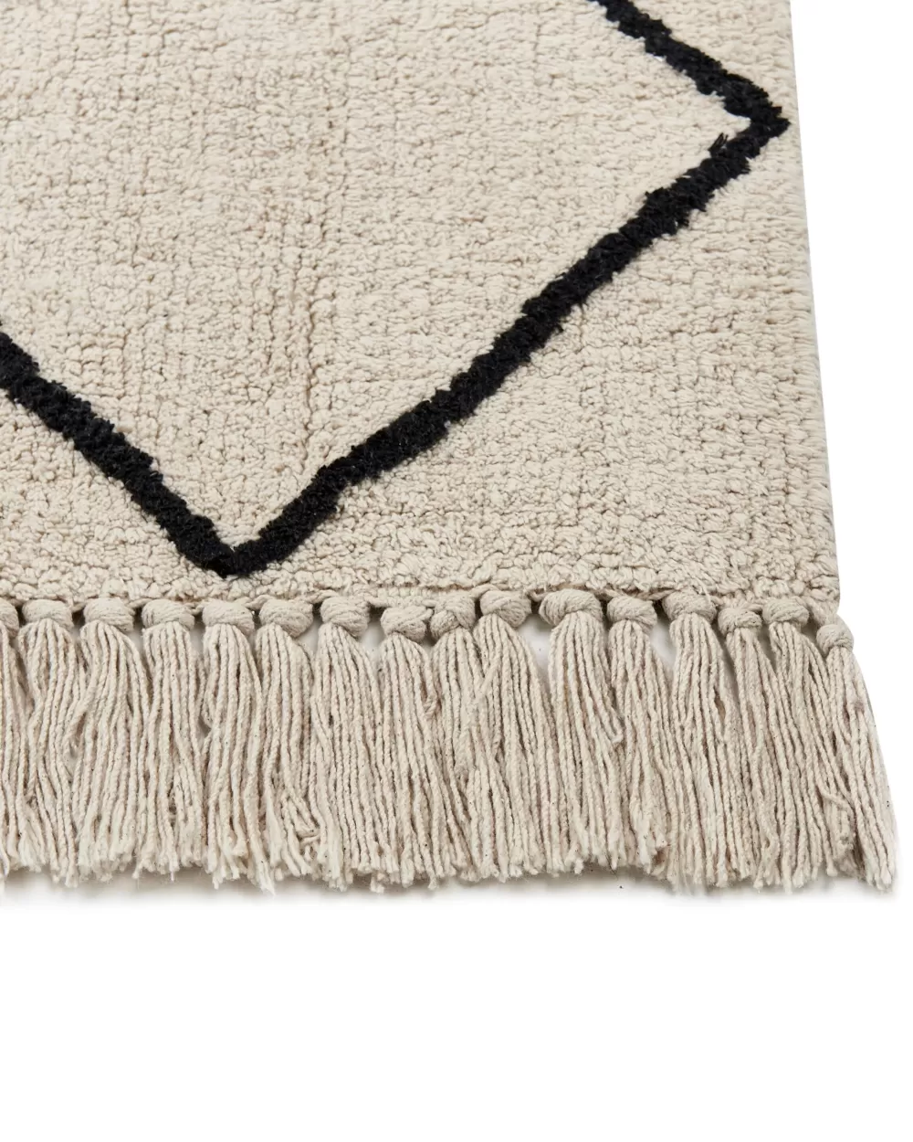 Beliani Tappeto Matto in Cotone Elegante - Design Moderno Beige/Nero, 160x230 cm, Collezione Eldes