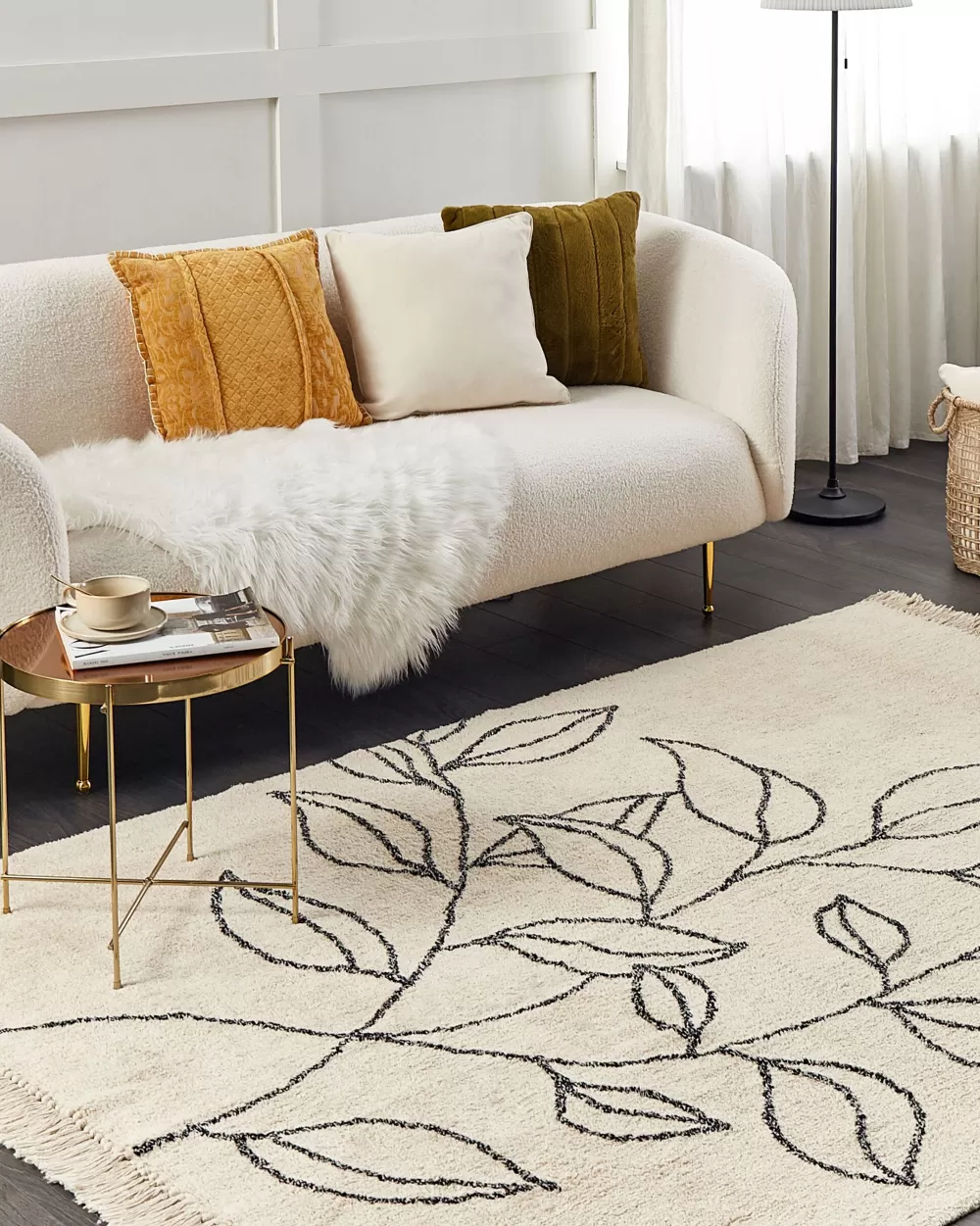 Promozione Imperdibile! Tappeto Beliani Matto in Cotone Beige e Nero 160x230 cm - Stile Sazli