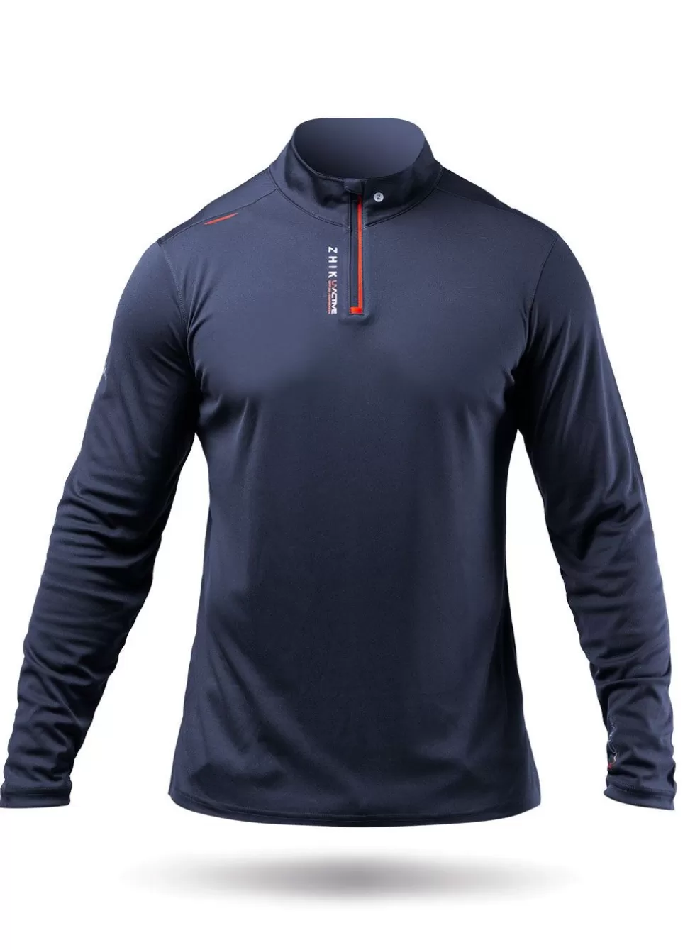 Maglia Sportiva Uomo con Collo Alto e Zip Parziale – Blu Marino, Protezione UV Efficiente e Design Pratico