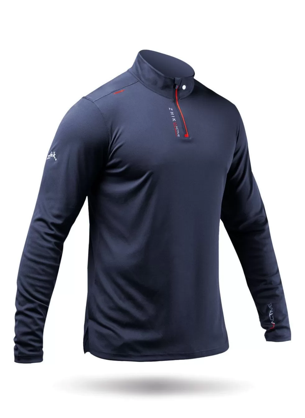 Maglia Sportiva Uomo con Collo Alto e Zip Parziale – Blu Marino, Protezione UV Efficiente e Design Pratico