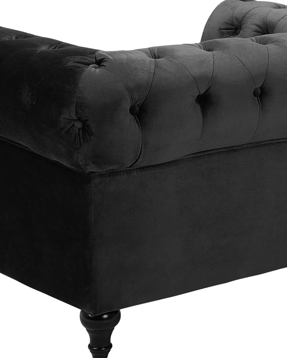 Beliani Poltrona Chesterfield in Velluto Nero Imbottito - Design Elegante con Rivestimento Morbido, Ideale per Soggiorno Classico