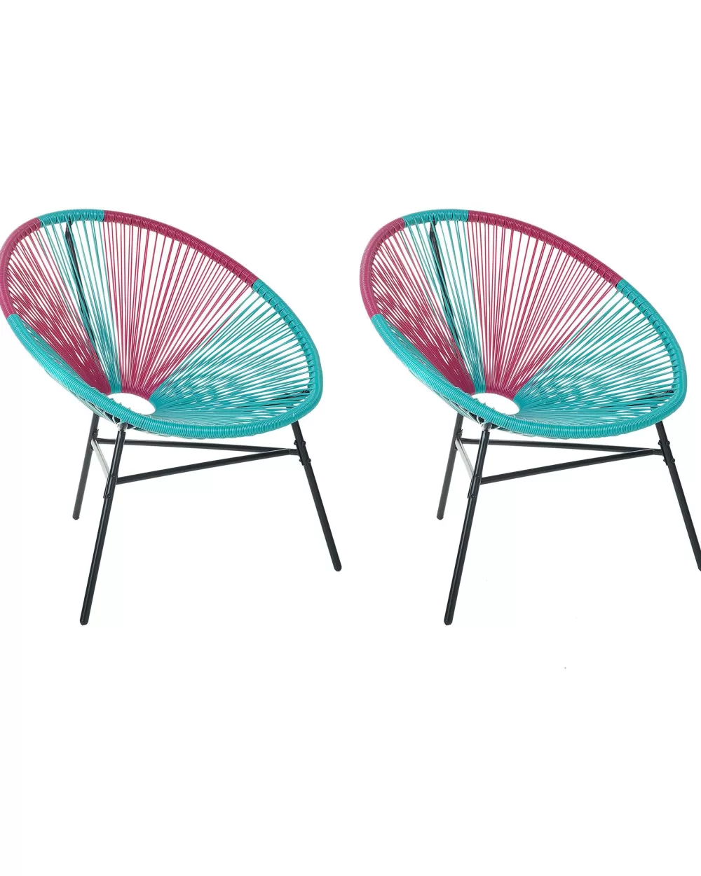 Coppia di Sedie Acapulco in Rattan Sintetico, Design Retrò Turchese e Rosa per Giardino - Beliani Arredo Esterno