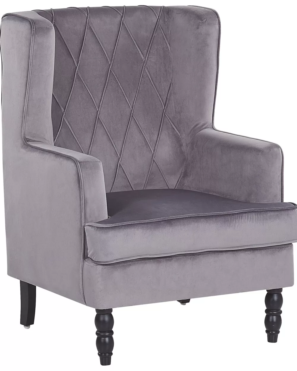 Beliani Poltrona Moderna in Velluto Grigio con Pouf Integrato - Design Elegante per Soggiorno, Comfort Superiore