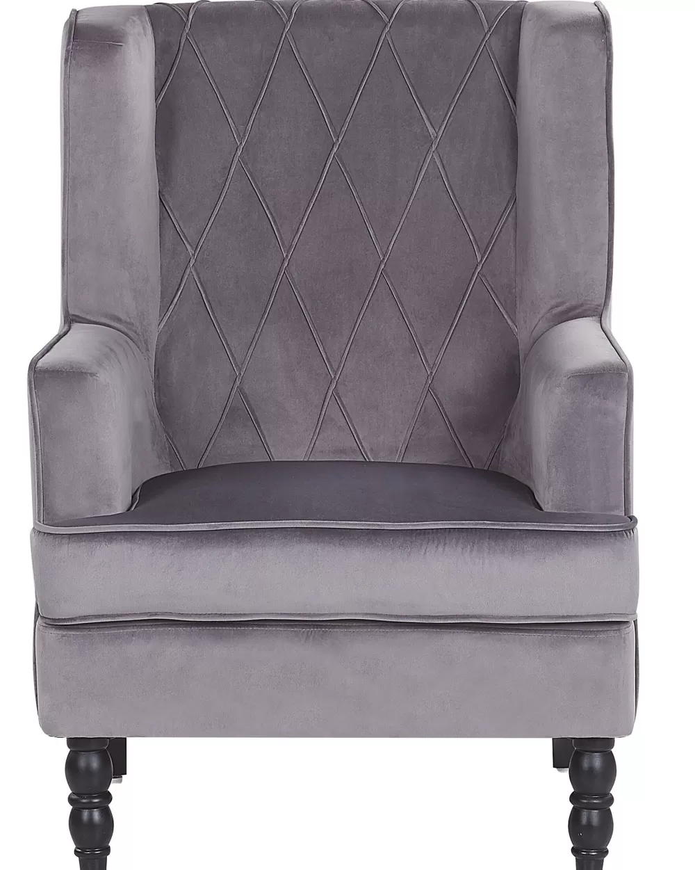 Beliani Poltrona Moderna in Velluto Grigio con Pouf Integrato - Design Elegante per Soggiorno, Comfort Superiore