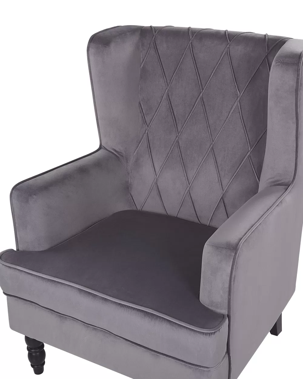 Beliani Poltrona Moderna in Velluto Grigio con Pouf Integrato - Design Elegante per Soggiorno, Comfort Superiore