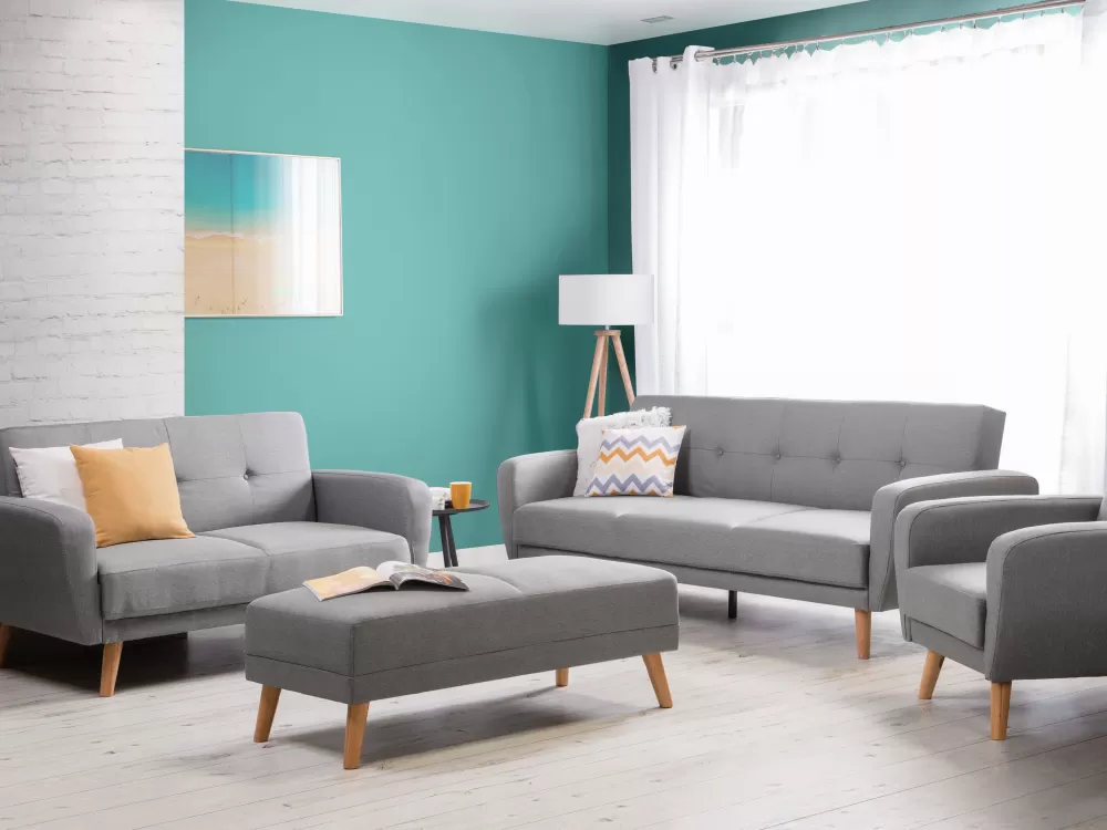 Promozione Beliani: Poltrona Reclinabile Confortevole in Grigio Chiaro con Design Floreale Moderno