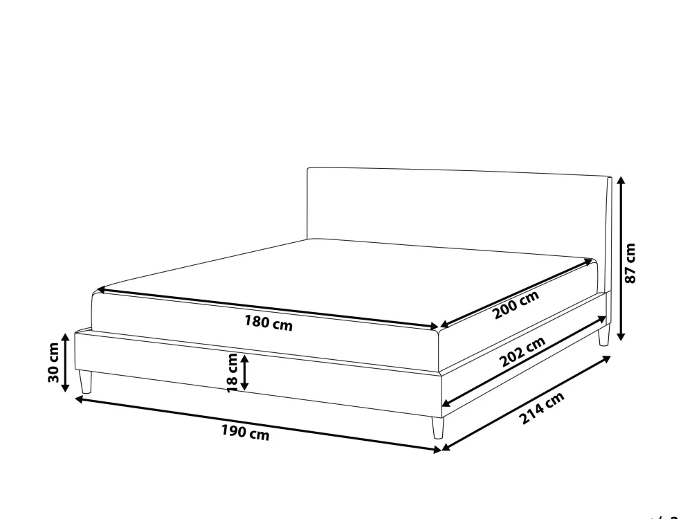 Letto Beliani in Tessuto Parigino Stile Classico, Nero Elegante - 180x200 cm con Design Fitou
