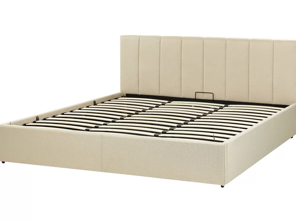 Beliani Dreux - Copriletto Organizzatore in Tinta Unica Beige 180x200 cm, Soluzione Compatta per Spazi Intelligenti (Offerta Limitata)