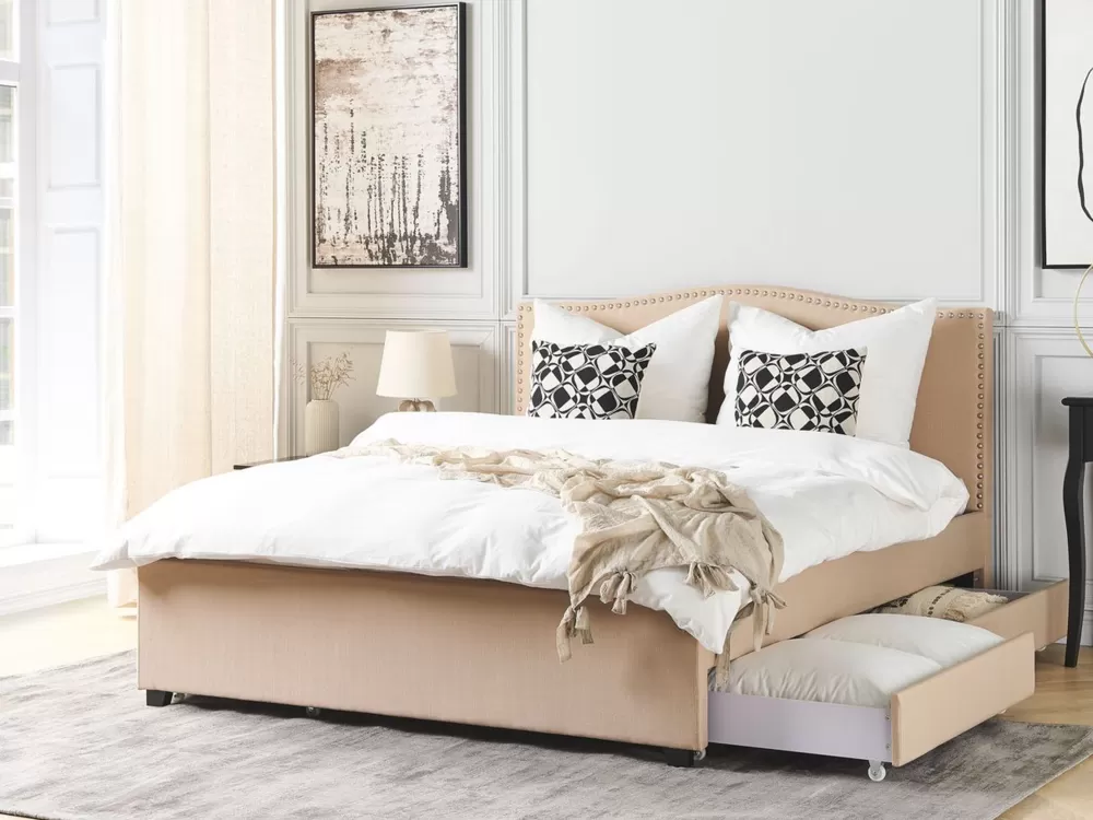 Promozione Beliani Copriletto Organizzatore Parisanky - Tessuto Beige Sabbia 180x200 cm, Design Pratico Montpellier