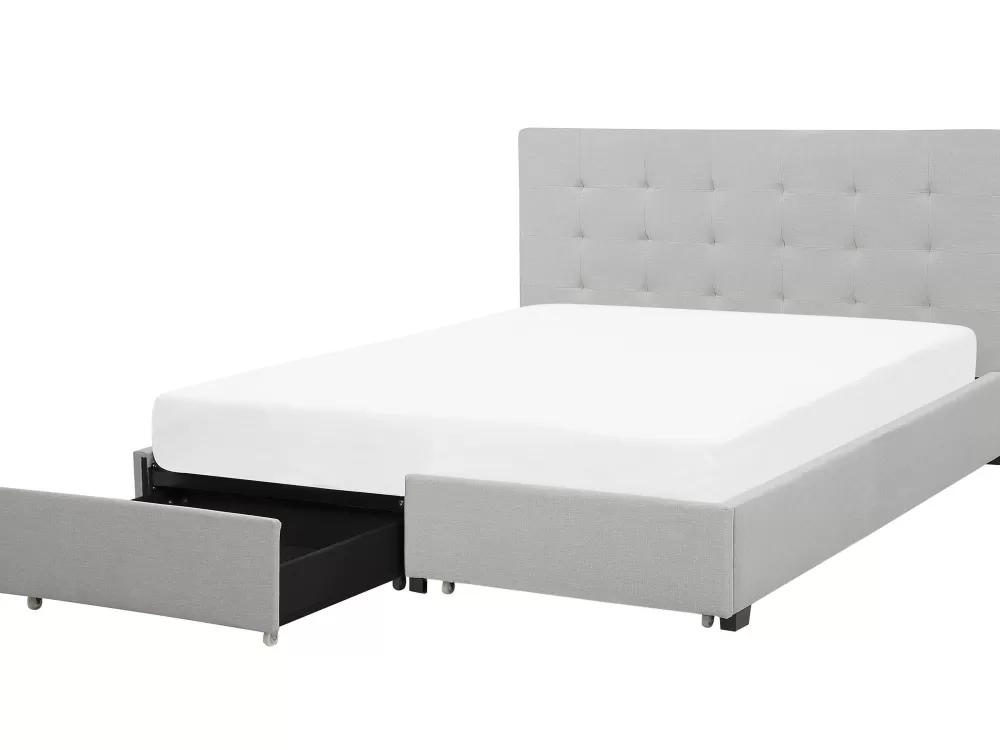 Beliani Letto Matrimoniale La Rochelle 180x200 cm in Tessuto Parisanky Grigio Cenere con Contenitore Integrato, Design Moderno e Funzionale