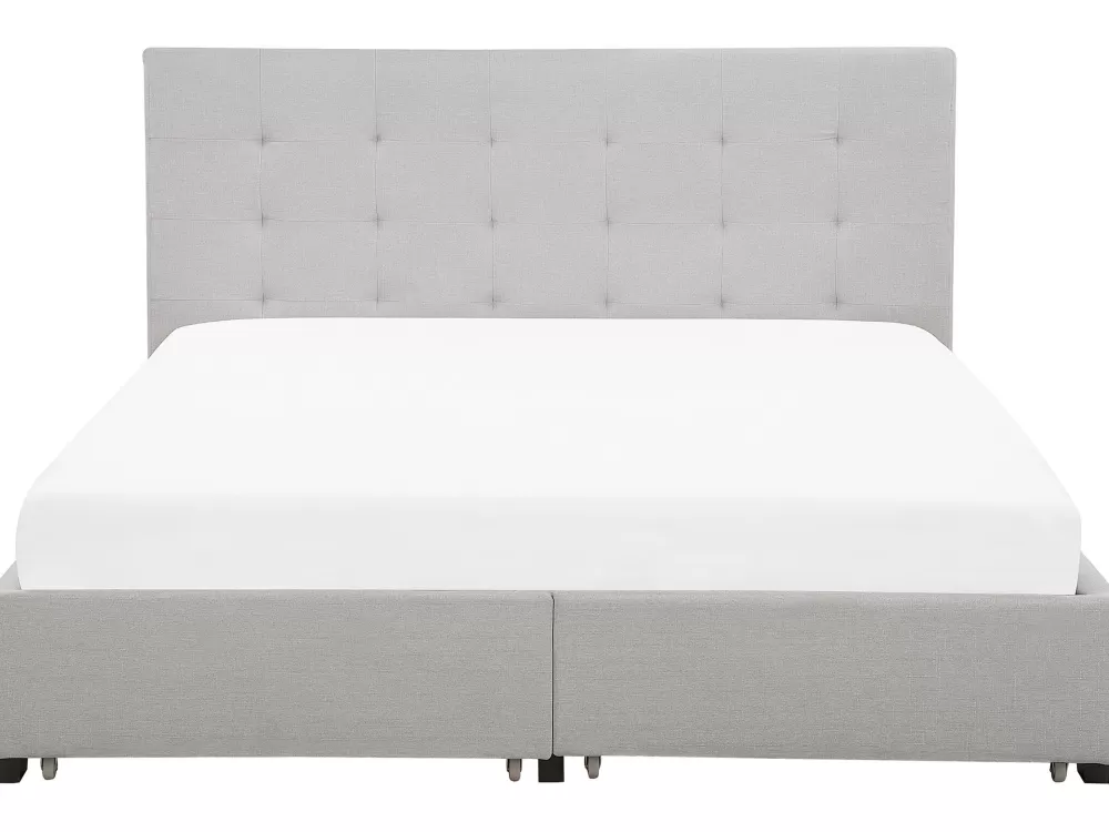 Beliani Letto Matrimoniale La Rochelle 180x200 cm in Tessuto Parisanky Grigio Cenere con Contenitore Integrato, Design Moderno e Funzionale
