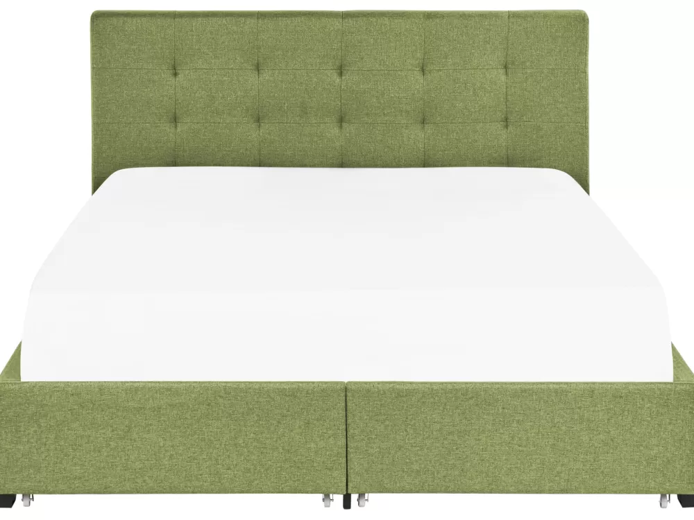 Beliani - Letto contenitore Parisanky in tessuto verde smeraldo 180x200 cm con testiera - Modello La Rochelle